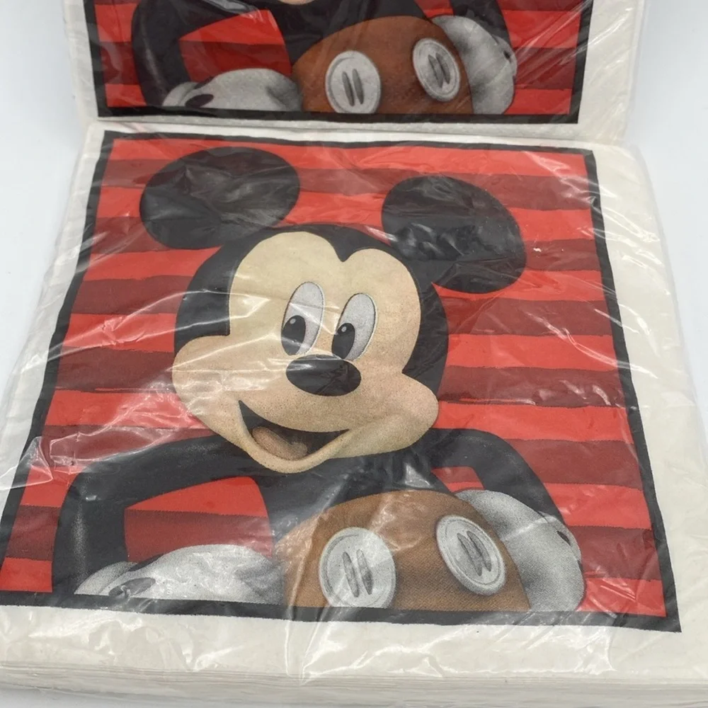 2 VTG Disney Mickey Mouse birthday party luncheon napkins 16 per pack 2 ply